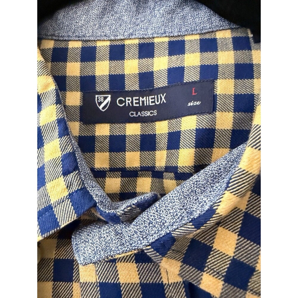 Daniel Cremieux Classics Collection 100%Cotton Plaid Check Navy Gold Mens Lrg